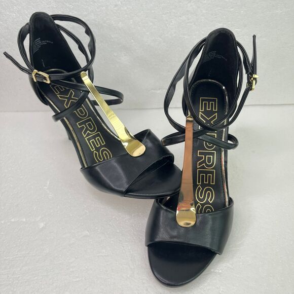 Brian Atwood X Express Gold Bar Wrap Around Heeled Sandals Women’s 8 #713 - Picture 6 of 12